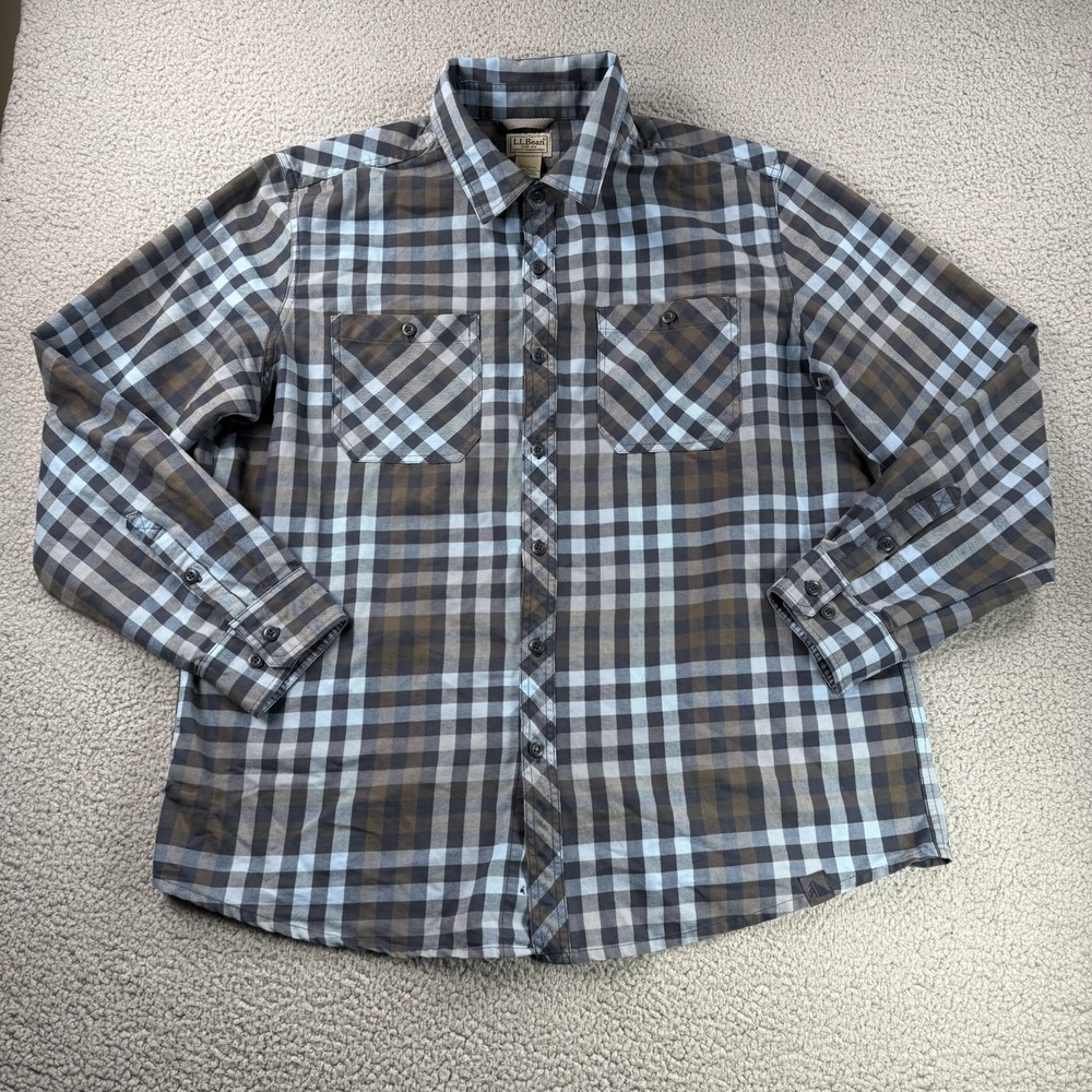 LL Bean Flannel Shirt Mens XL Check Plaid Long Sleeve‎ Button Up Casual Outdoors